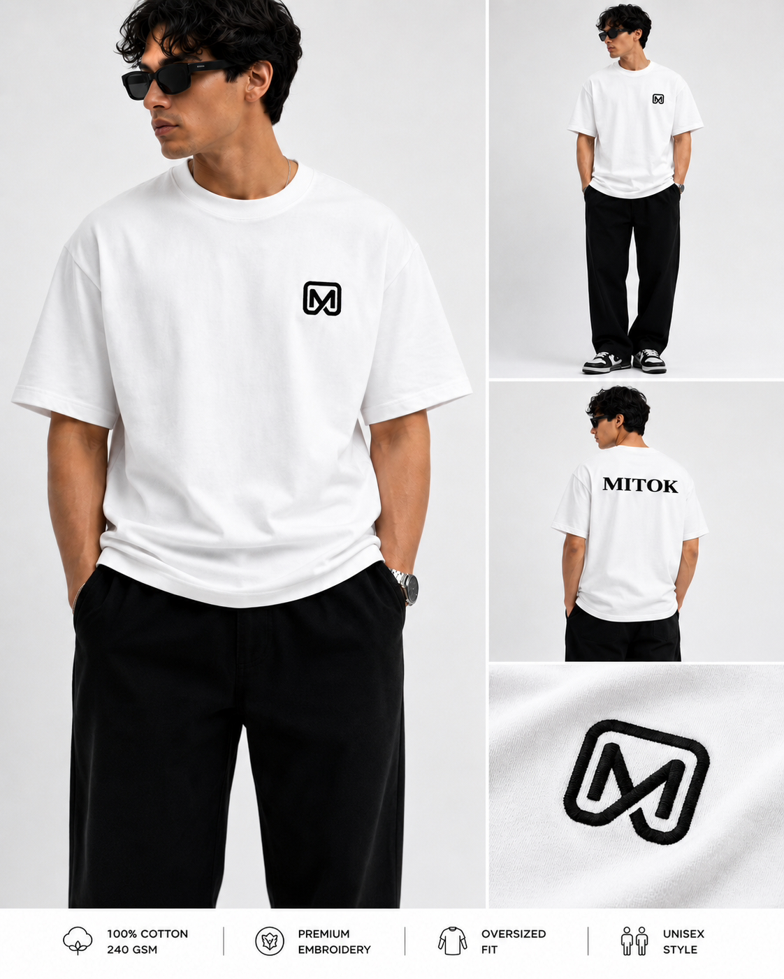 MITOK Signature Oversized Tee-White